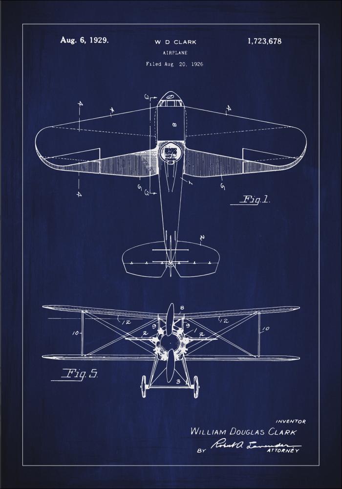 Patentzeichnung - Flugzeug - Blau Poster