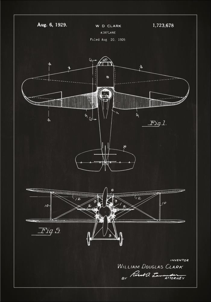 Patentzeichnung - Flugzeug - Schwarz Poster