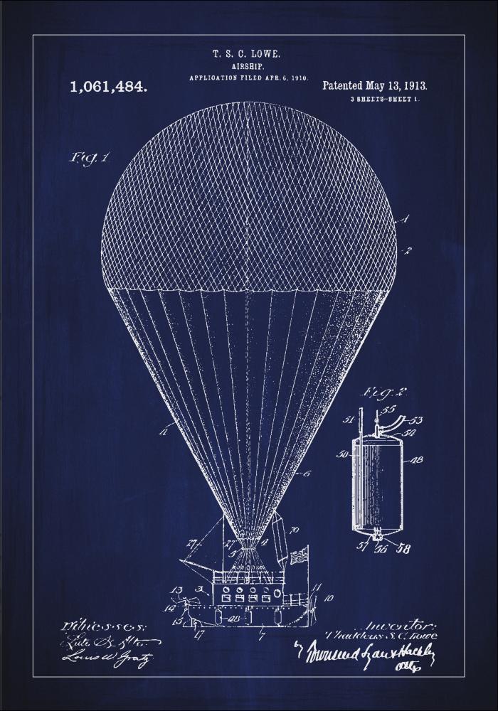 Patentzeichnung - Luftschiff - Blau Poster