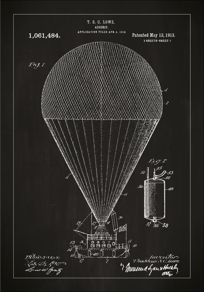 Patentzeichnung - Luftschiff - Schwarz Poster