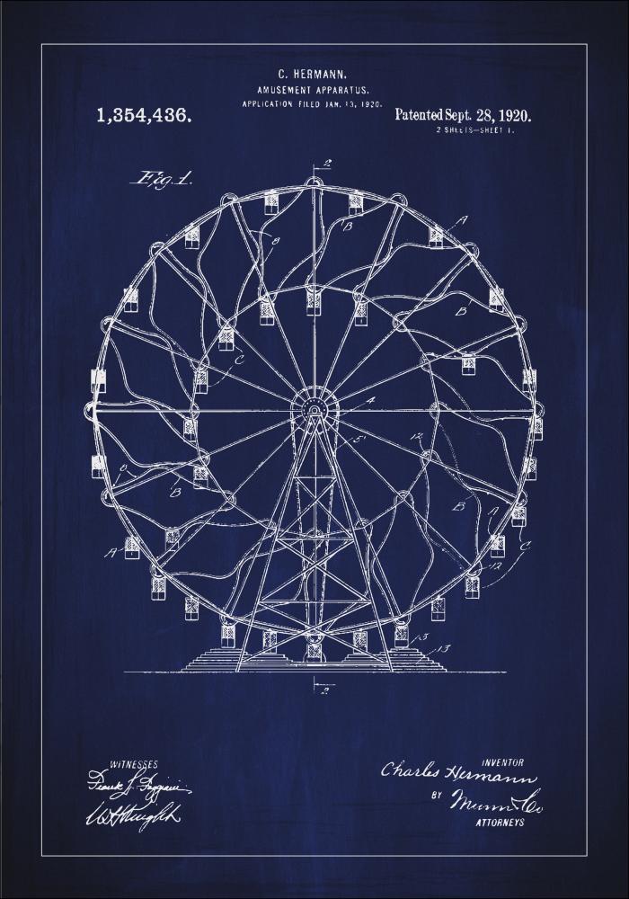 Patentzeichnung - Riesenrad - Blau Poster