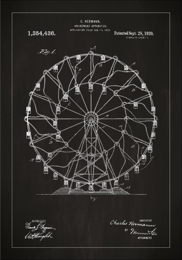 Patentzeichnung - Riesenrad - Schwarz Poster