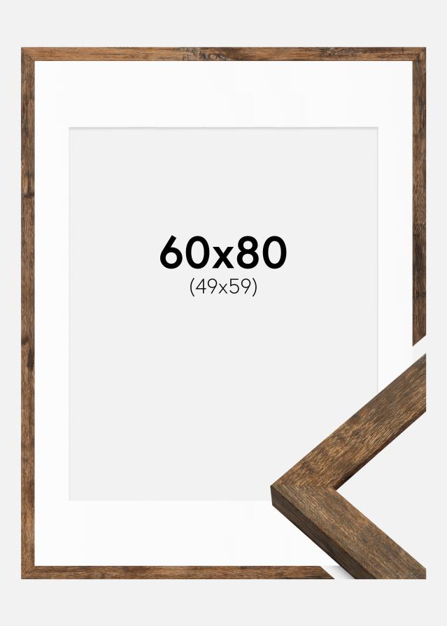 Rahmen Fiorito Washed Oak 60x80 cm - Passepartout Weiß 50x60 cm
