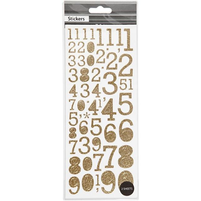 Focus Glitter Sticker Gold Numbers