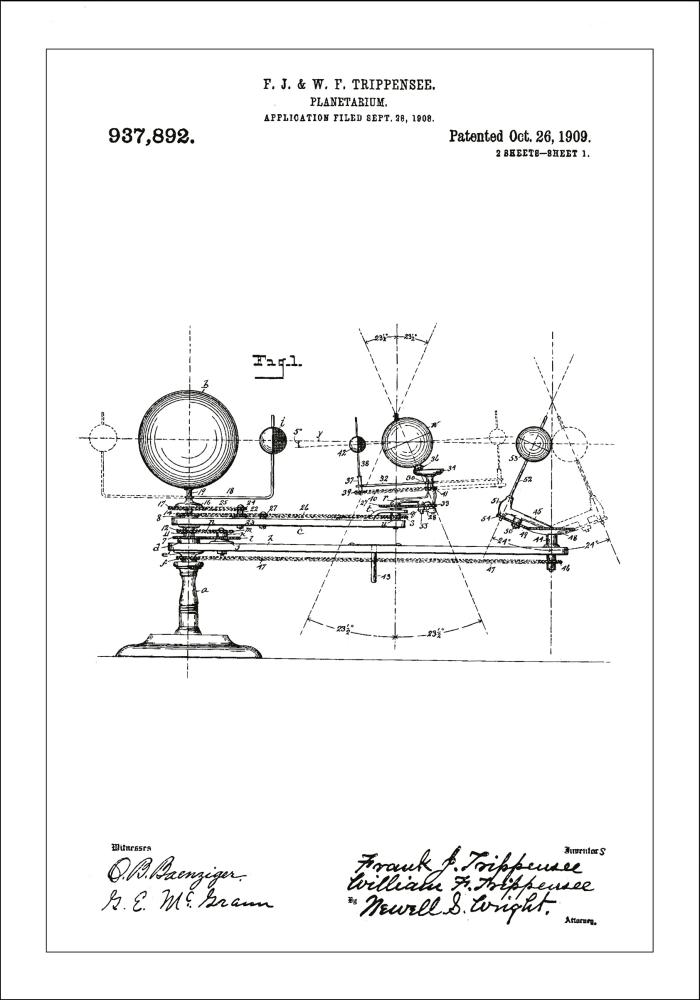 Patentzeichnung - Planetarium - Weiß Poster