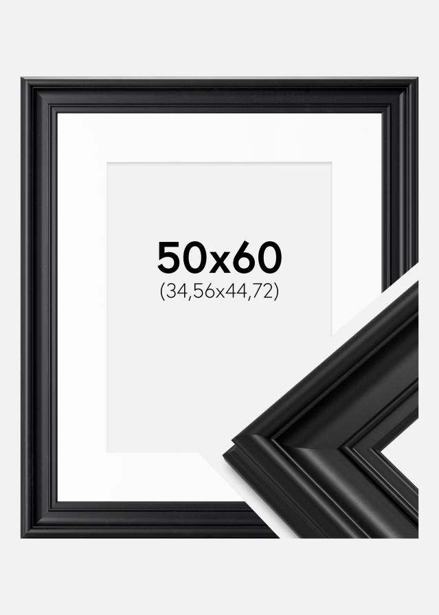 Rahmen Mora Premium Schwarz 50x60 cm - Passepartout Weiß 14x18 inches