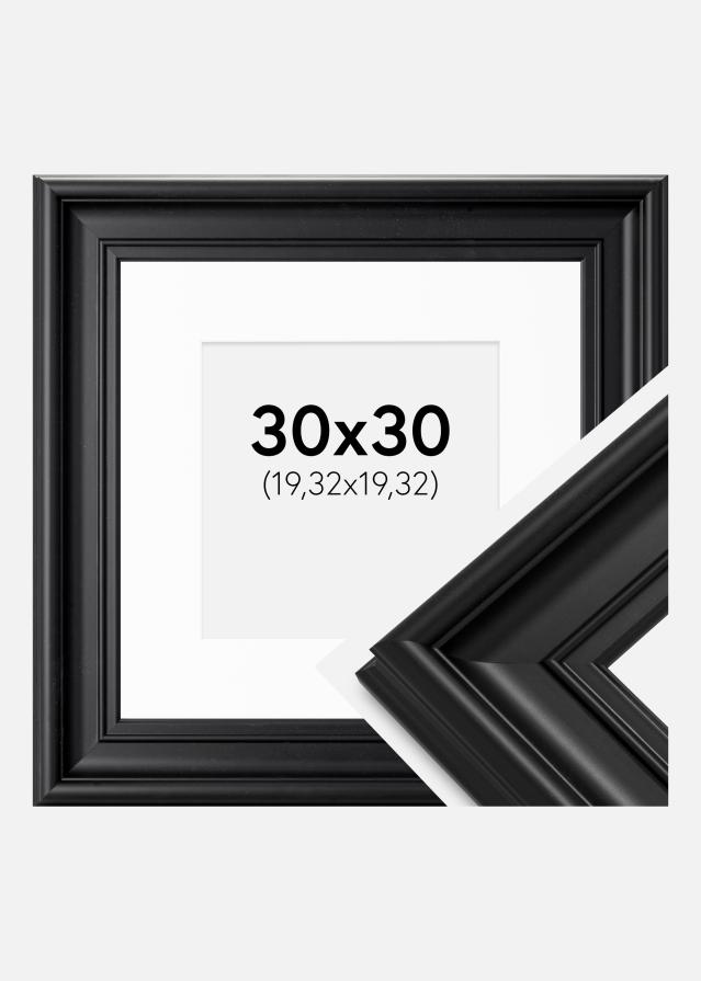Rahmen Mora Premium Schwarz 30x30 cm - Passepartout Weiß 8x8 inches