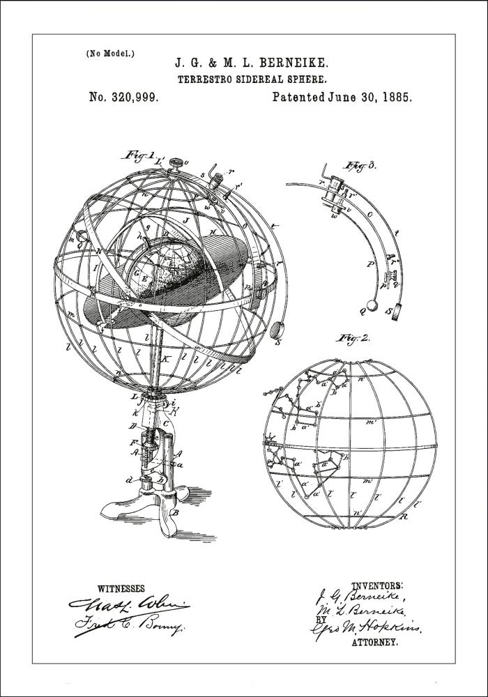 Patentzeichnung - Astronomisches Modell - Weiß Poster