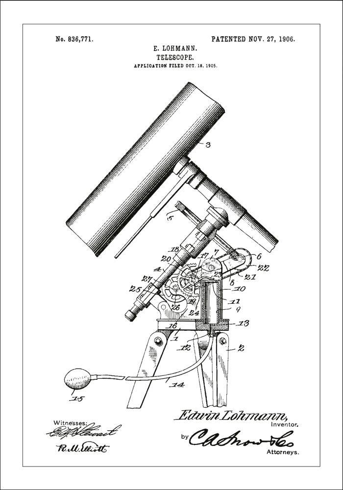 Patentzeichnung - Teleskop - Weiß Poster