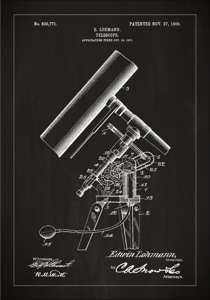 Patentzeichnung - Teleskop - Schwarz Poster