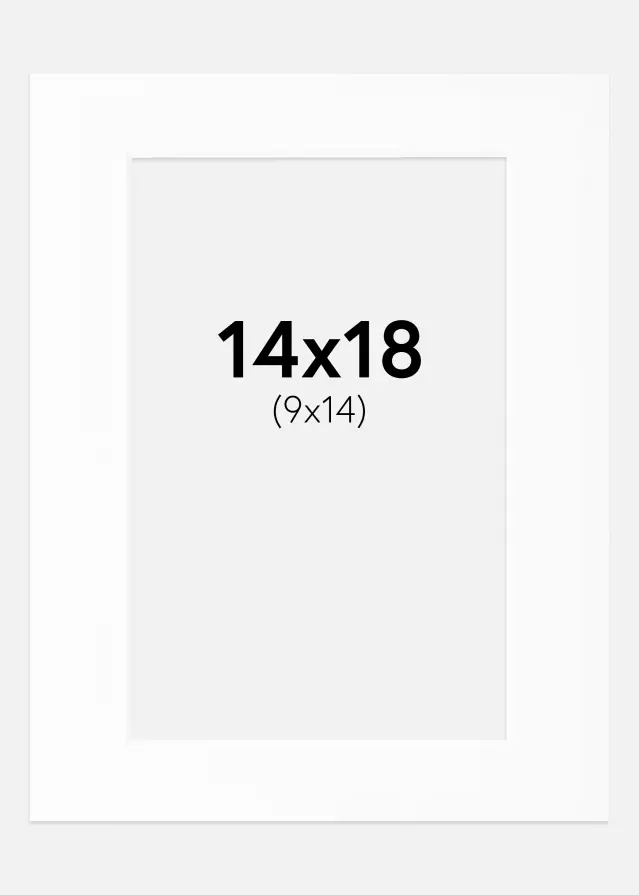 Passepartout Weiß Standard (weißer Kern) 14x18 cm (9x14)