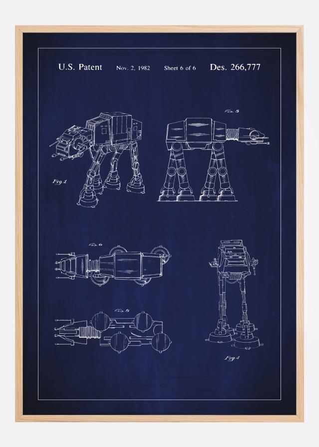 Patentzeichnung - Star Wars - Walker - Blau Poster