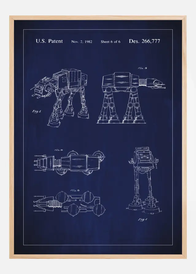 Patentzeichnung - Star Wars - Walker - Blau Poster