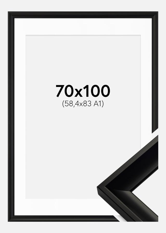 Rahmen Öjaren Schwarz 70x100 cm - Passepartout Weiß 59,4x84 cm (A1)