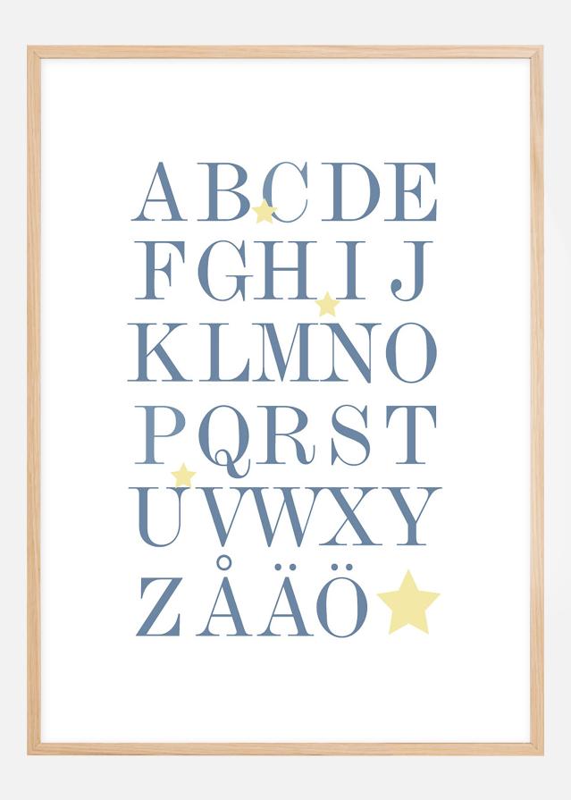 ABC - Blau/Beige - 30x40 cm Poster