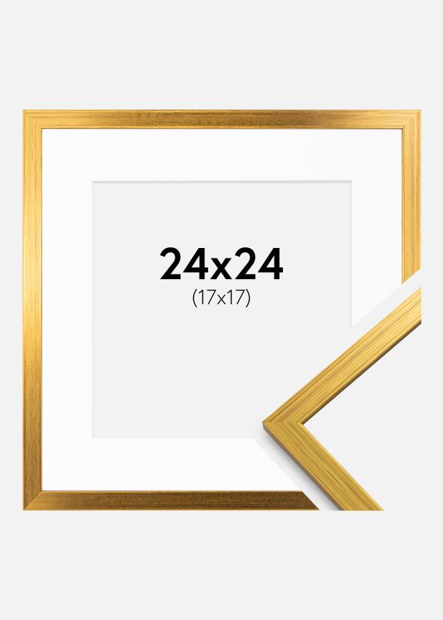 Rahmen Edsbyn Gold 24x24 cm - Passepartout Weiß 18x18 cm