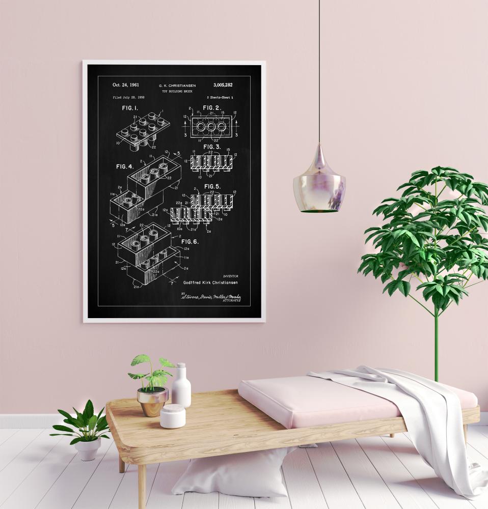 Patent Print - Lego Block I - Black Poster