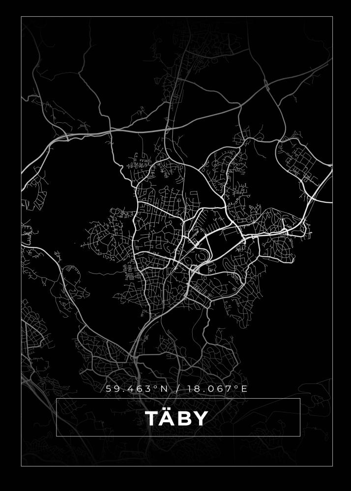 Map - Täby - Black Poster