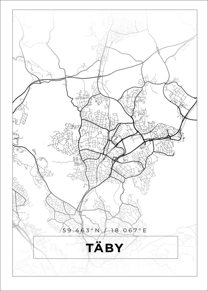 Map - Täby - White Poster