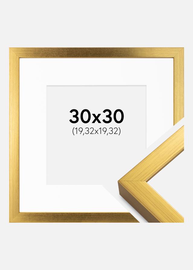 Rahmen Falun Gold 30x30 cm - Passepartout Weiß 8x8 inches