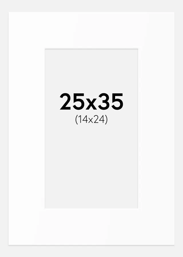 Passepartout Weiß Standard (weißer Kern) 25x35 cm (14x24)