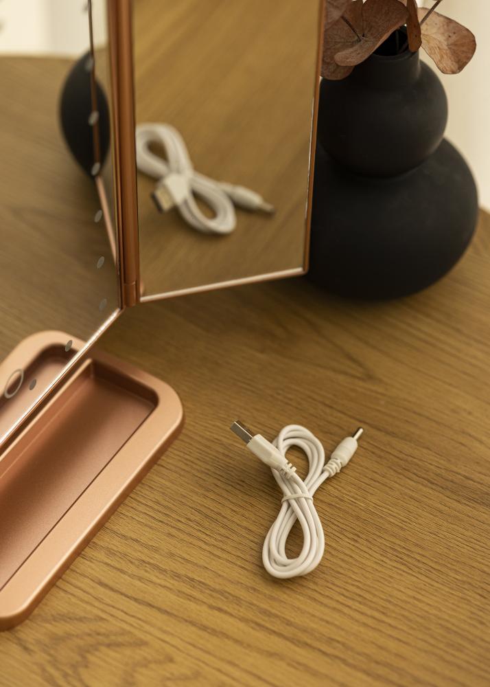 KAILA Kosmetikspiegel Tri-Fold Magnifying Roségold 30x20 cm