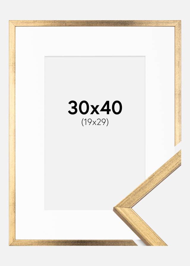 Rahmen Galant Gold 30x40 cm - Passepartout Weiß 20x30 cm