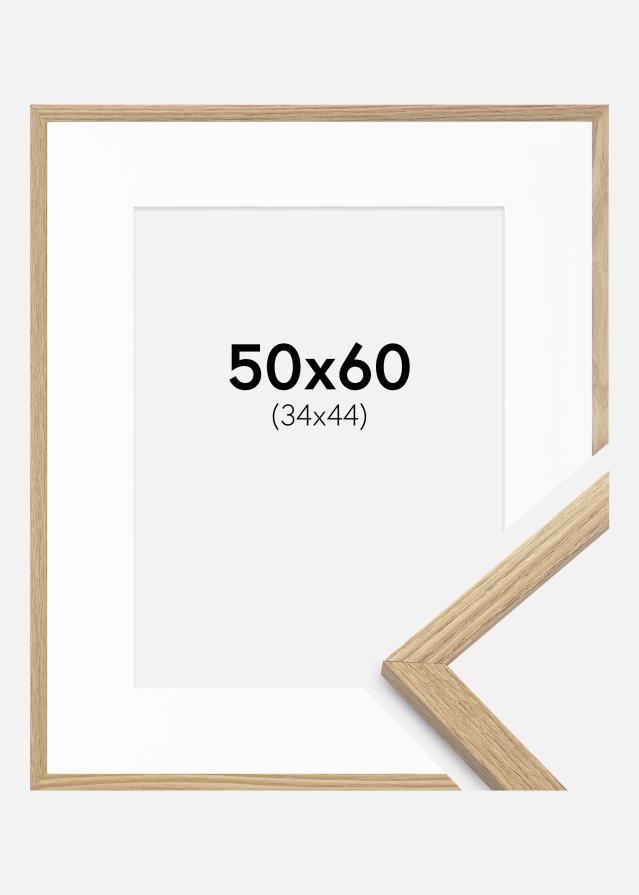 Rahmen Trendy Eiche 50x60 cm - Passepartout Weiß 35x45 cm