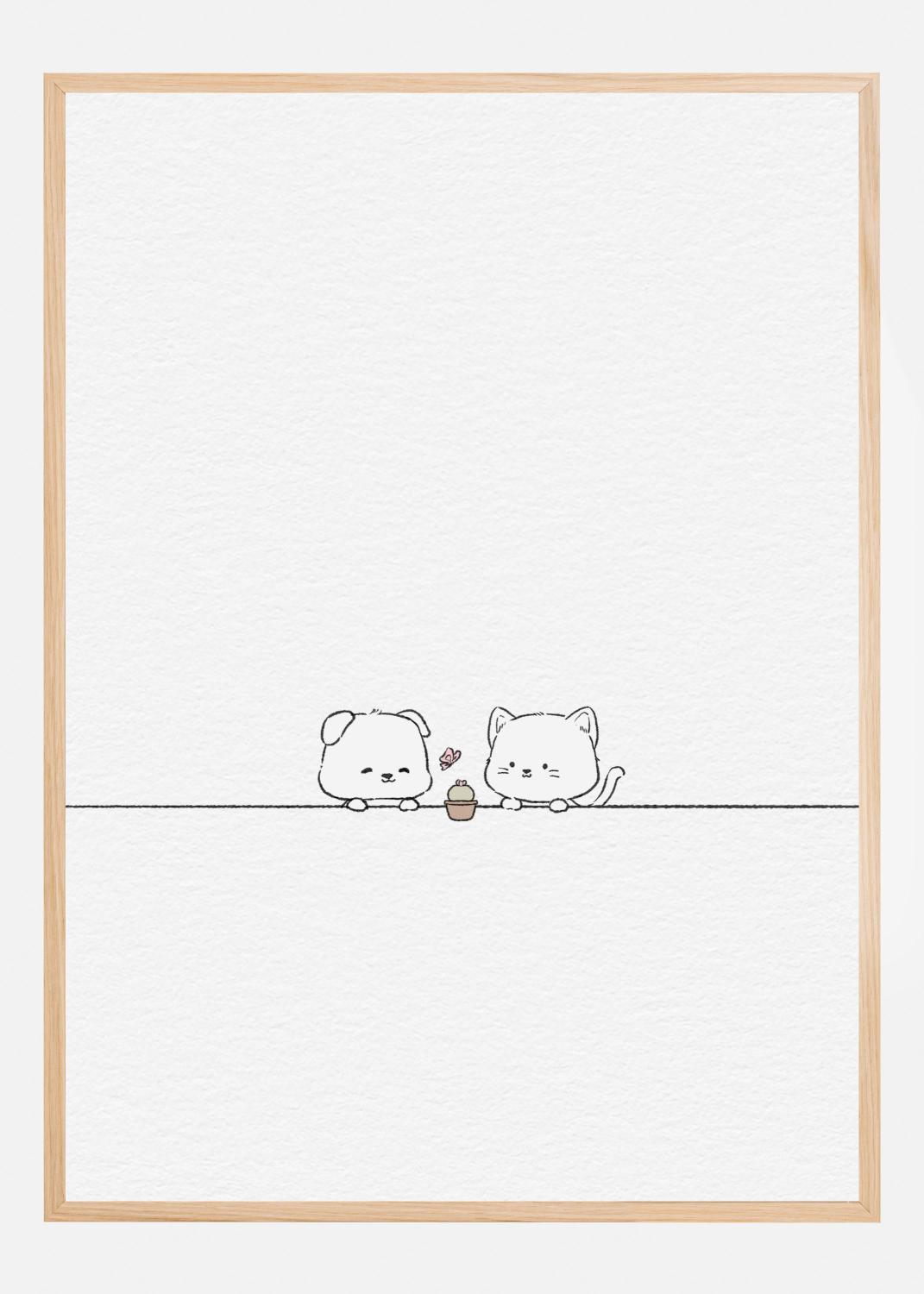 Product Image for Cat and Dog In Love Poster (21x29.7 cm (A4))