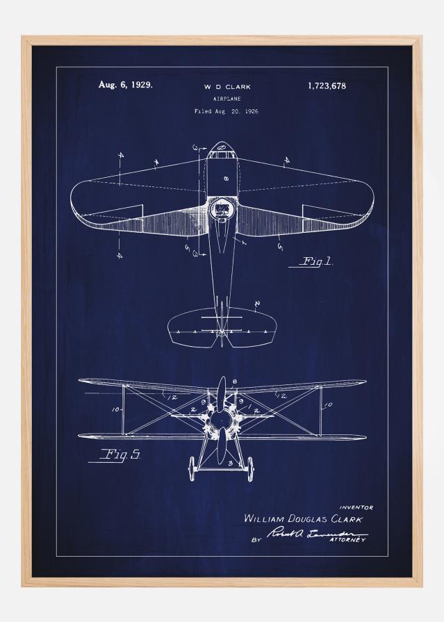 Patentzeichnung - Flugzeug - Blau Poster