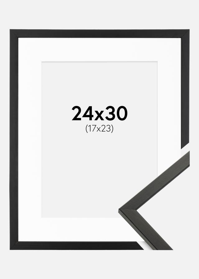 Rahmen Galant Schwarz 24x30 cm - Passepartout Weiß 18x24 cm