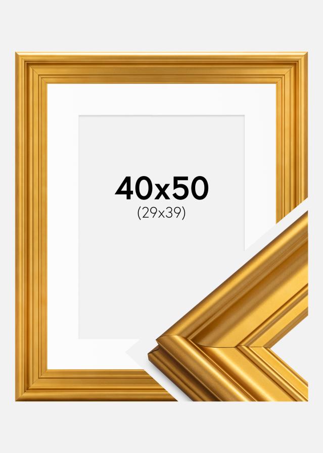 Rahmen Mora Premium Gold 40x50 cm - Passepartout Weiß 30x40 cm