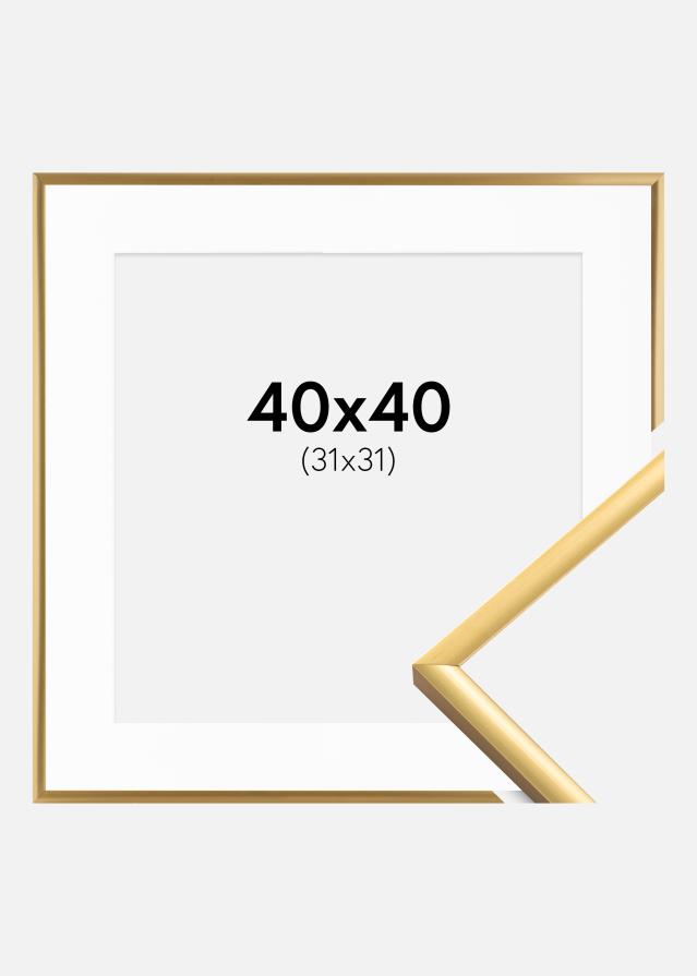 Rahmen New Lifestyle Shiny Gold 40x40 cm - Passepartout Weiß 32x32 cm