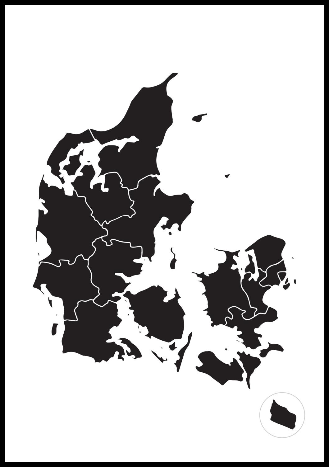 Product Image for Map - Danmark - Black (21x29.7 cm (A4))