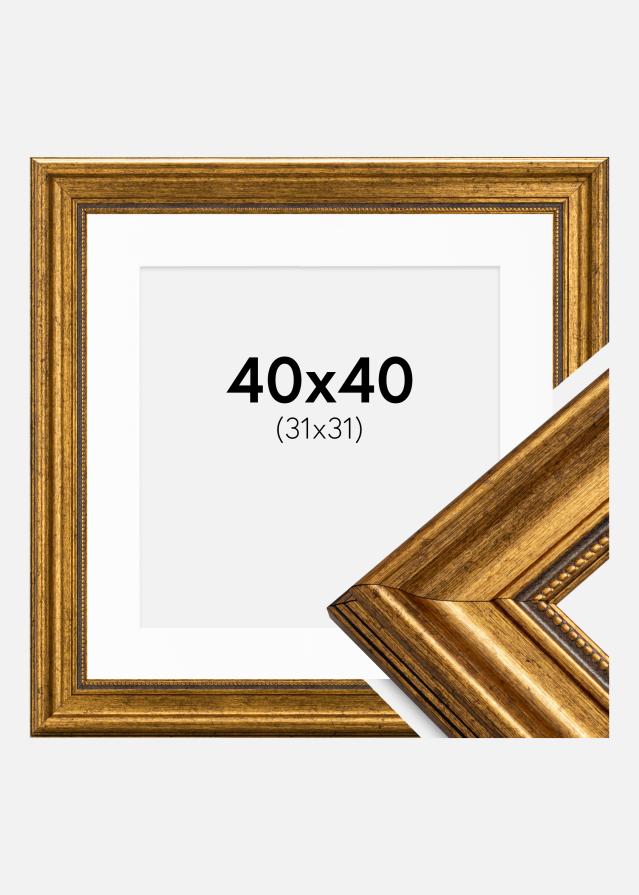 Rahmen Rokoko Gold 40x40 cm - Passepartout Weiß 32x32 cm