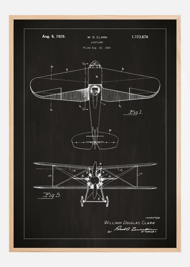 Patentzeichnung - Flugzeug - Schwarz Poster