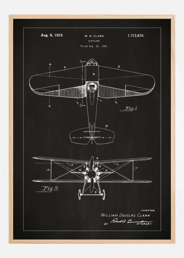 Patentzeichnung - Flugzeug - Schwarz Poster
