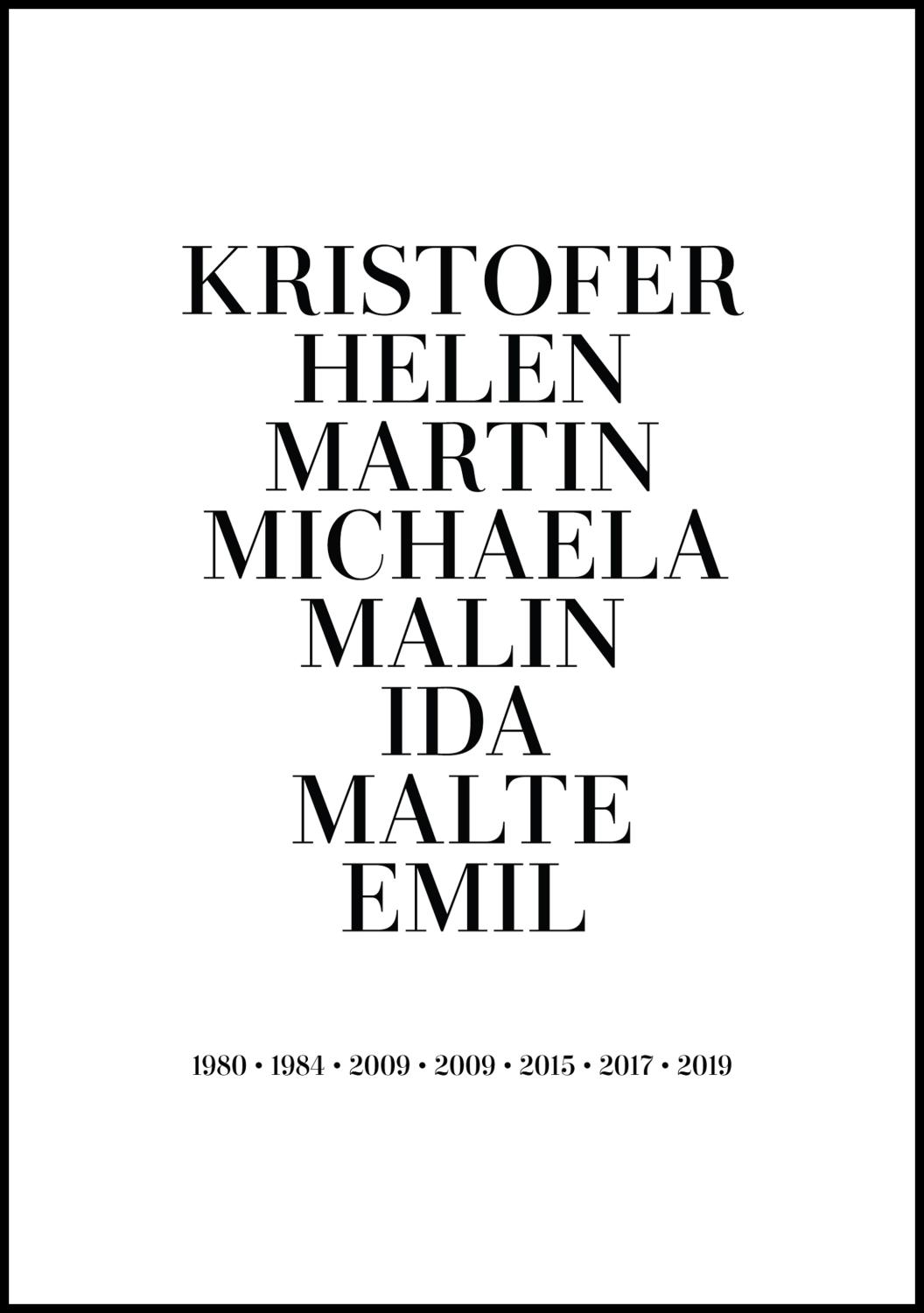 Product Image for Familienbild - 8 Namen & Geburtsjahre - Weiß (21x29,7 cm (A4))