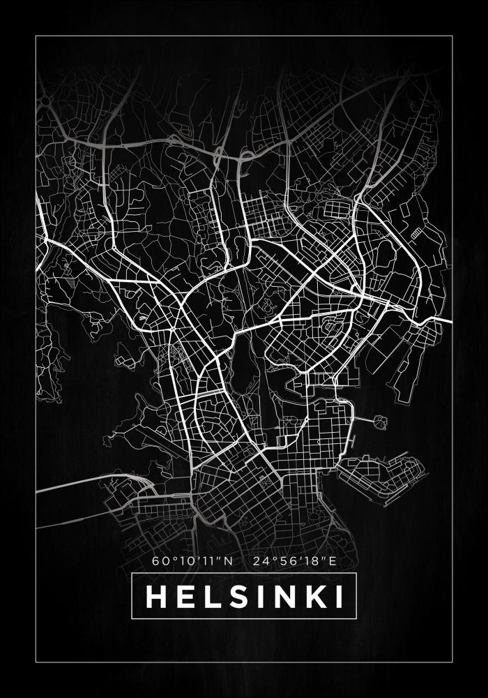 Map - Helsinki - Black Poster