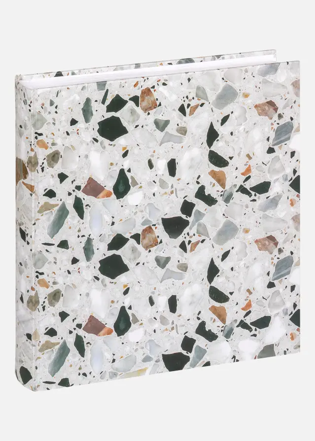 Terrazzo Stone Fotoalbum Schwarz - 28x29 cm (60 weiße Seiten / 30 Blatt)