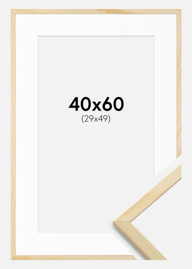 Rahmen Galant Kiefer 40x60 cm - Passepartout Weiß 30x50 cm