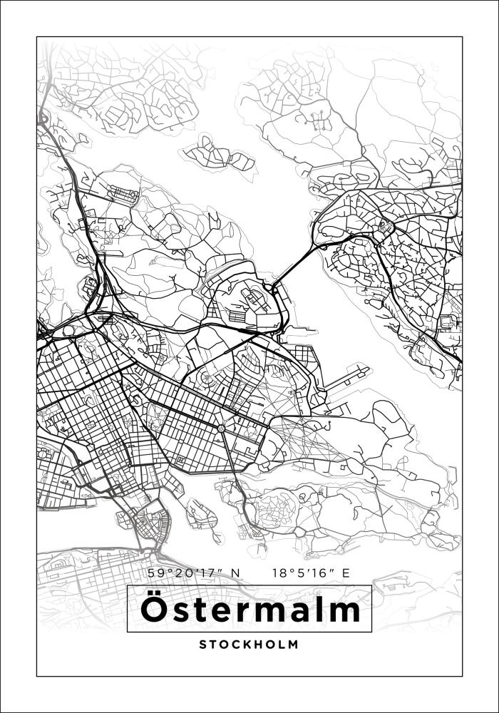 Map - Östermalm - White Poster