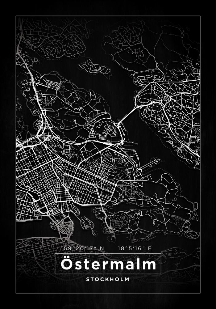 Map - Östermalm - Black Poster