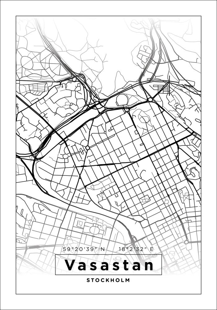 Map - Vasastan - White Poster