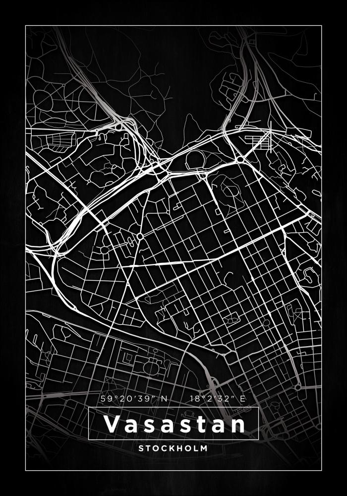 Map - Vasastan - Black Poster