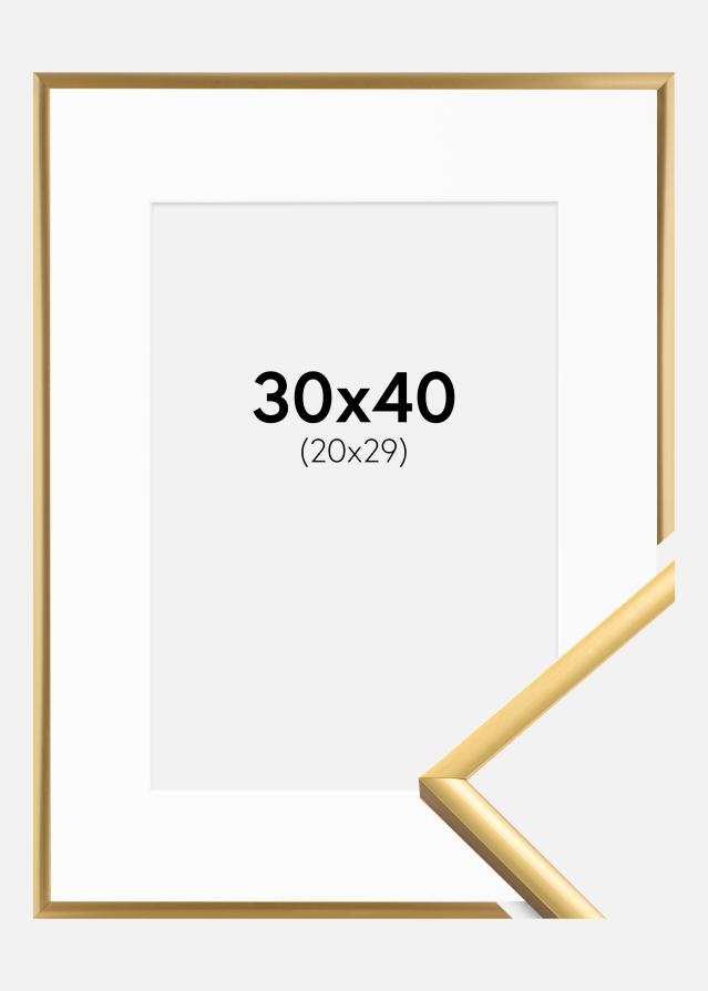 Rahmen New Lifestyle Shiny Gold 30x40 cm - Passepartout Weiß 21x30 cm