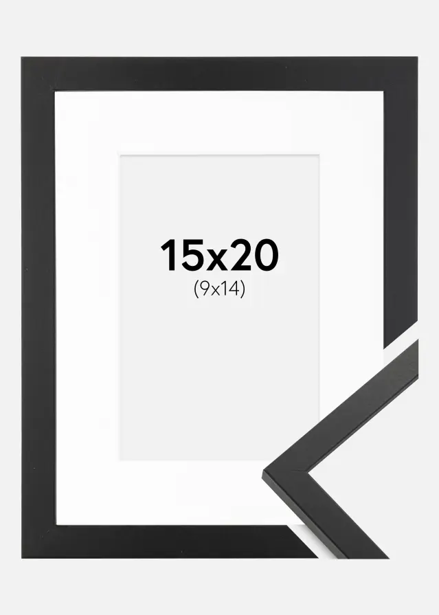 Rahmen Trendy Schwarz 15x20 cm - Passepartout Weiß 10x15 cm