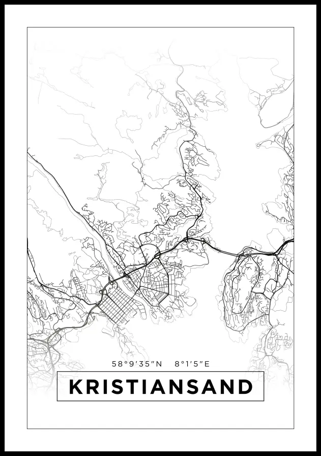 Map - Kristiansand - White