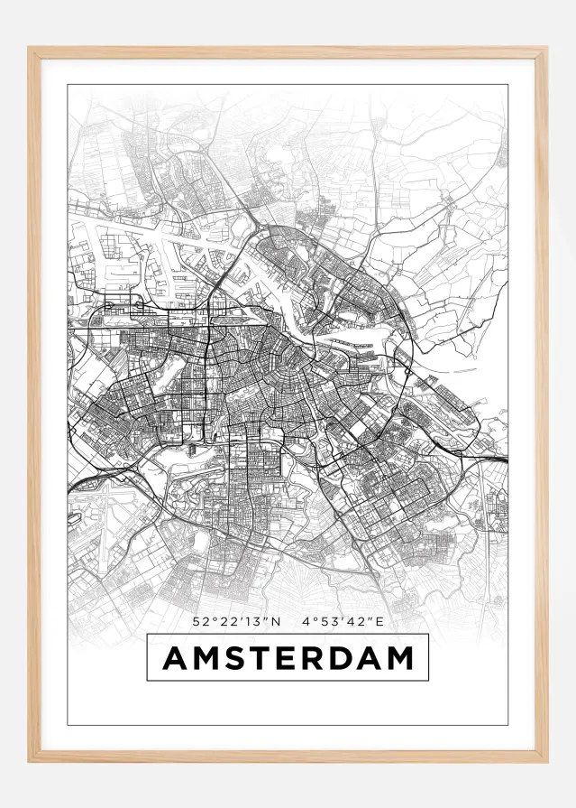 Map - Amsterdam - White Poster