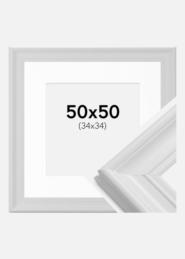 Rahmen Mora Premium Weiß 50x50 cm - Passepartout Weiß 35x35 cm